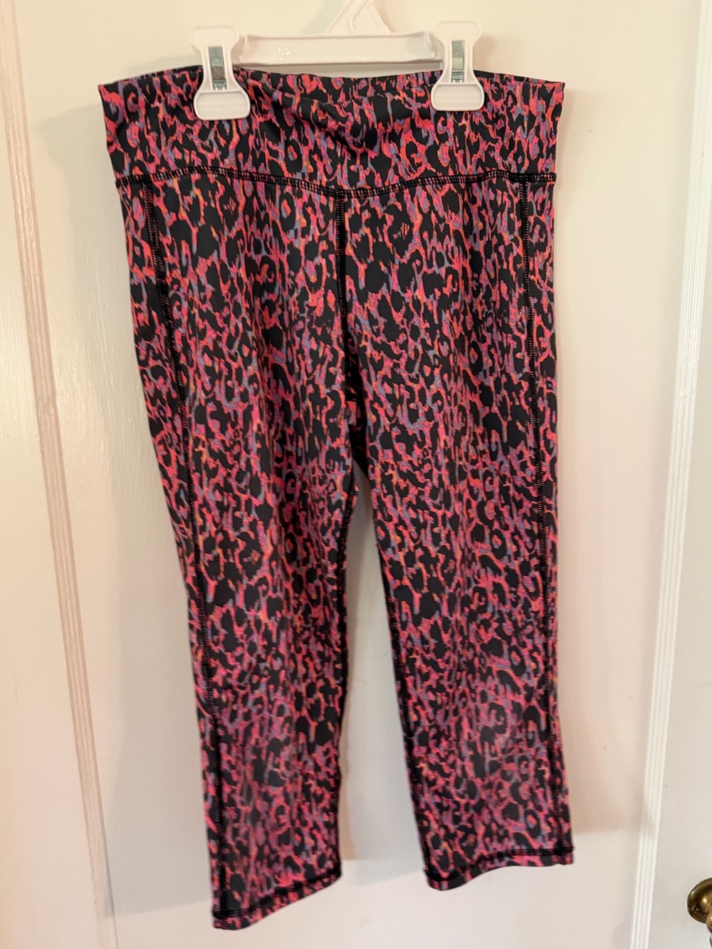 Old Navy Pink and Black Leopard Print Active Capri Leggings